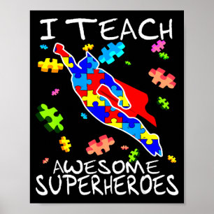 Poster Professor de Conscientização do Autismo Eu Ensino