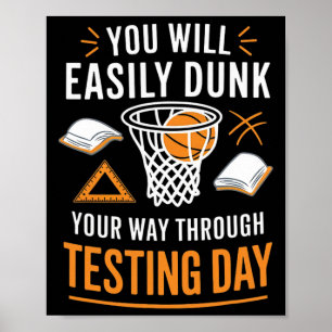 Poster Professor de Dia de Teste Engraçado Sketll Dunk Di