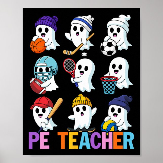 Poster Professor de Educação Física no Halloween Fantasma (Frente)