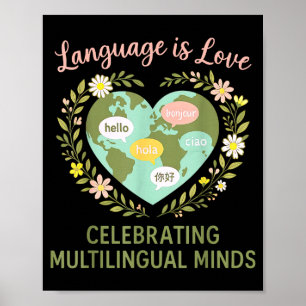 Poster Professor de ESL O Idioma É Amor Celebrando Multil