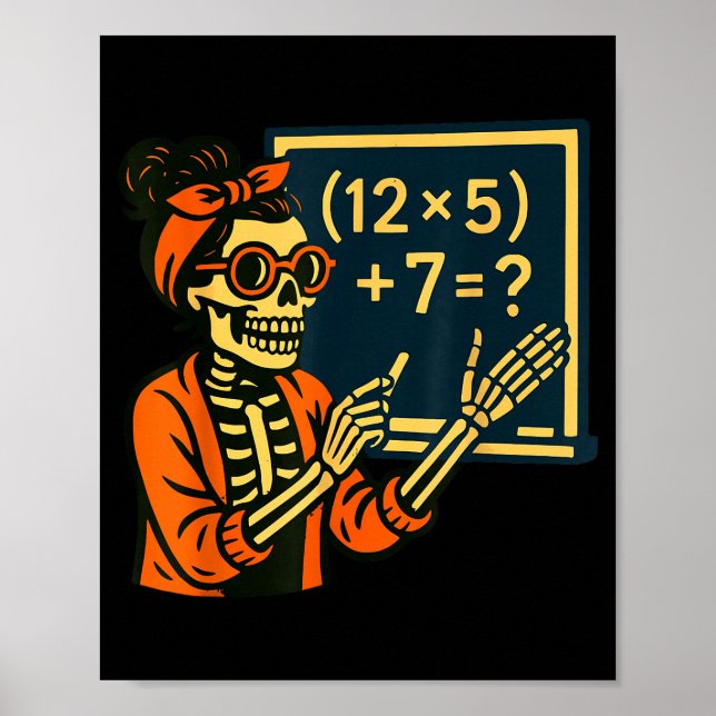 Poster Professor de Halloween Seis Sete Meme 6 7 Esquelet (Frente)