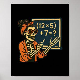Poster Professor de Halloween Seis Sete Meme 6 7 Esquelet