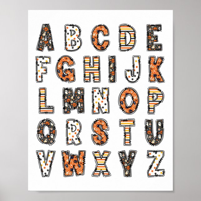 Poster Professor de Halloween Spooky Alphabet (Frente)