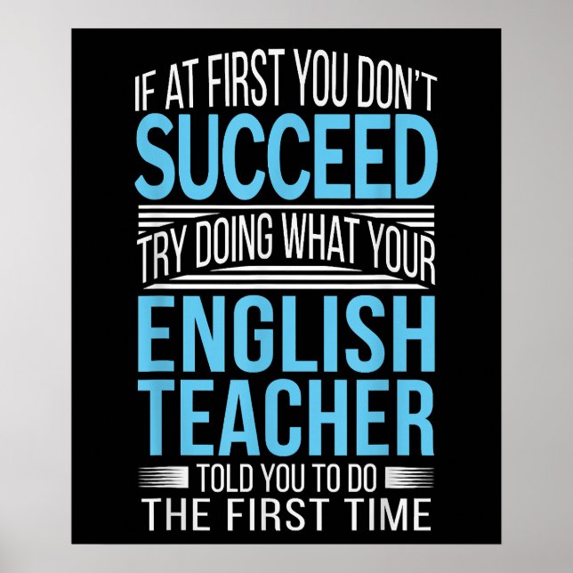 Poster Professor de Inglês Se no começo você não for bem  (Frente)