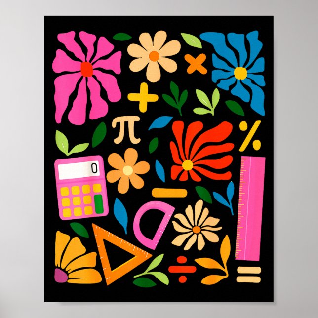 Poster Professor de Matemática Dia do Pi Matemática Boho  (Frente)