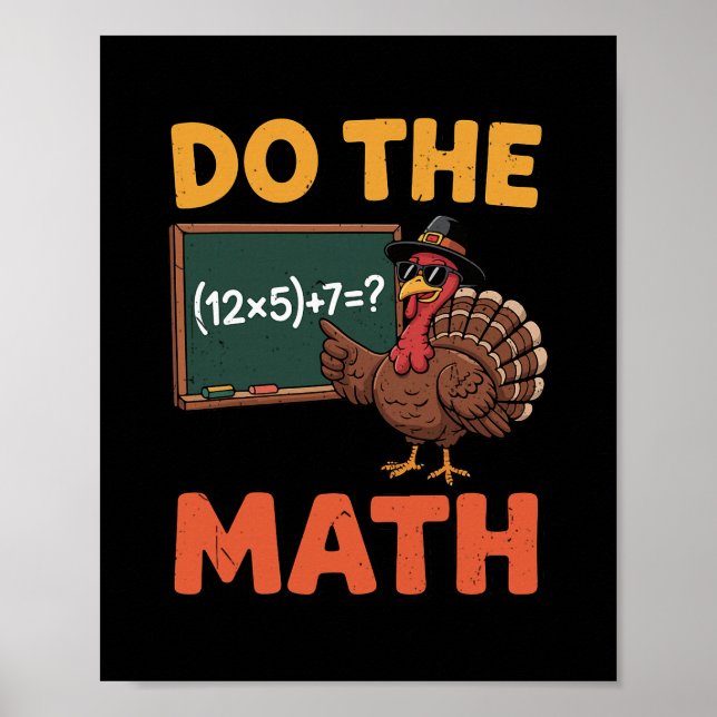 Poster Professor de Matemática Engraçado Dia de Ação de G (Frente)