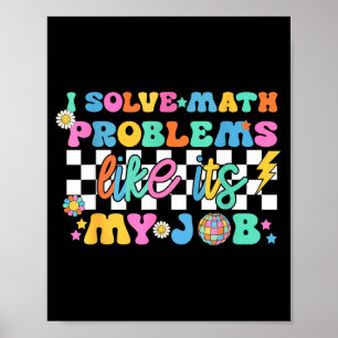Poster Professor de Matemática Retro Groovy Engraçado De