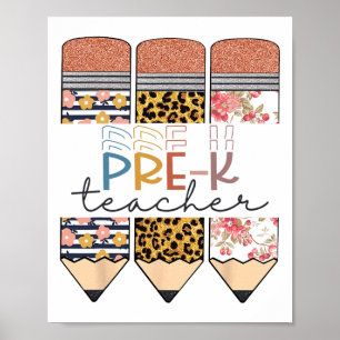 Poster Professor de pré-escola Diversão Lápis de Leopardo