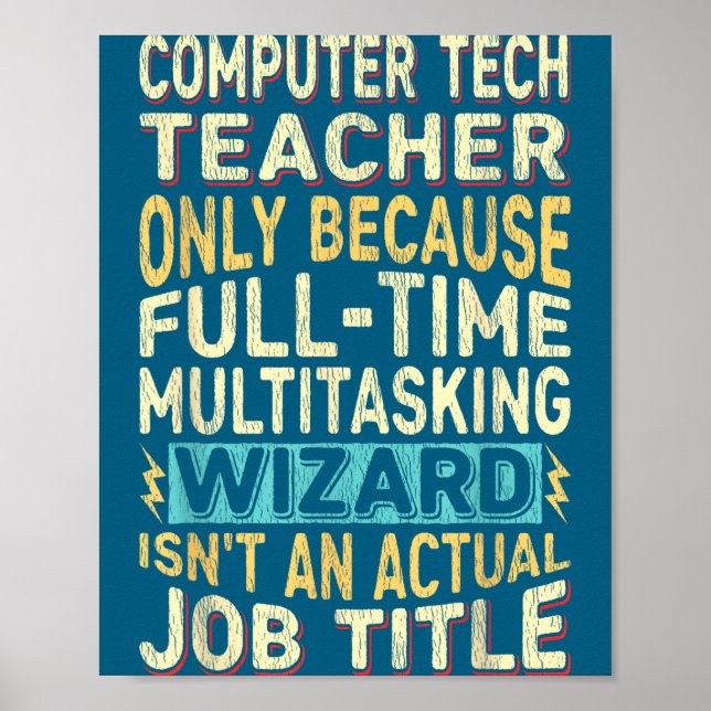 Poster Professor de Tecnologia de Computador Engraçado Má (Frente)