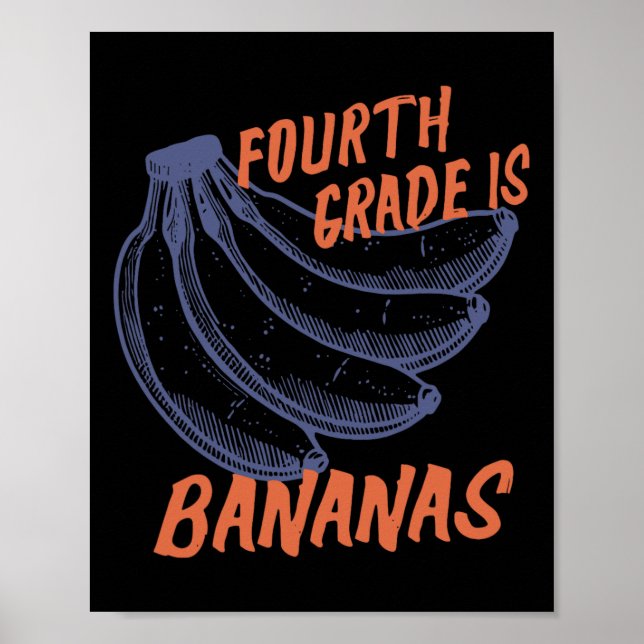 Poster Professor do 4º ano Bananas Professores Crianças d (Frente)