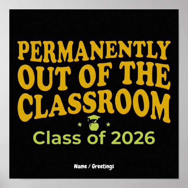 Poster Professor Engraçado Fora da Sala de Aula Permanent (Frente)