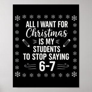 Poster Professor Engraçado Natal Alunos Dizendo 6-7 67 Se