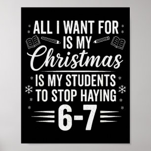 Poster Professor Engraçado Natal Alunos Dizendo 6-7 67 Se