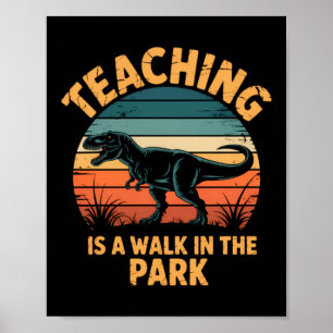 Poster Professor Engraçado Volta às Aulas Dinossauro Fofo