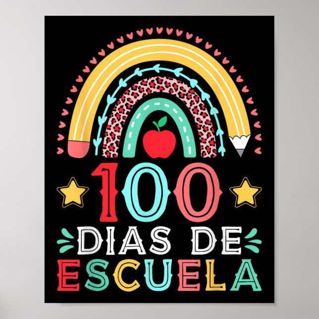 Poster Professor espanhol 100 Dias De Escuela Rainbow (Frente)