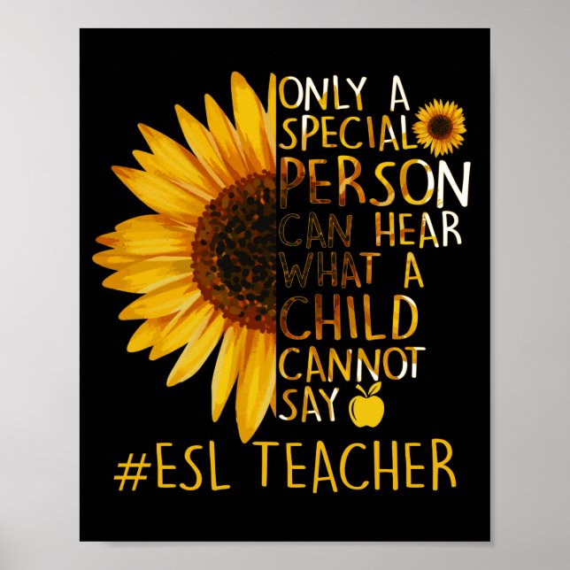 Poster Professor Especial de Sunflower ESL Pode Ouvir (Frente)