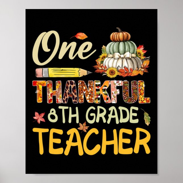 Poster Professor Grato de 8º Ano Abóbora Dia de Ação de G (Frente)