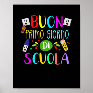 Poster Professor Italiano Feliz Primeiro Dia Da Escola De