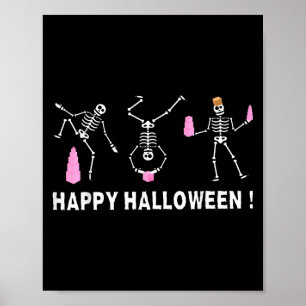 Poster Professor Montessori de Halloween Esqueleto Dançan