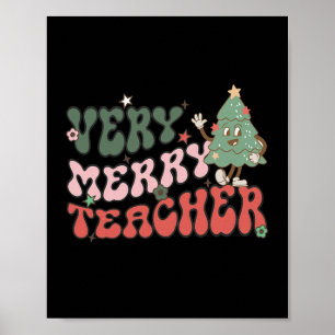 Poster Professor Retro de Natal Muito Feliz Professor