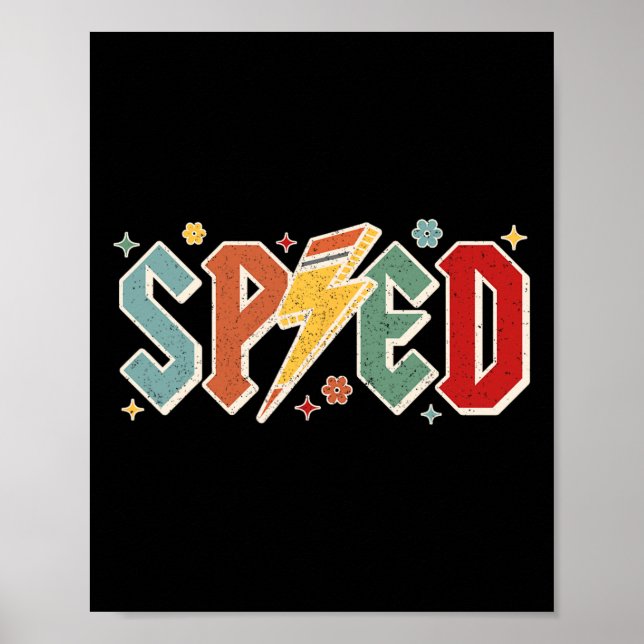 Poster Professor Retro Sped Lápis Relâmpago De Volta à E (Frente)