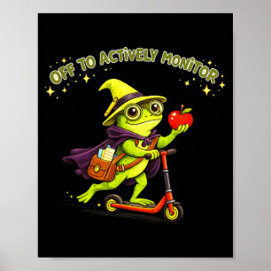 Poster Professor sapo engraçado monitora ativamente a sal