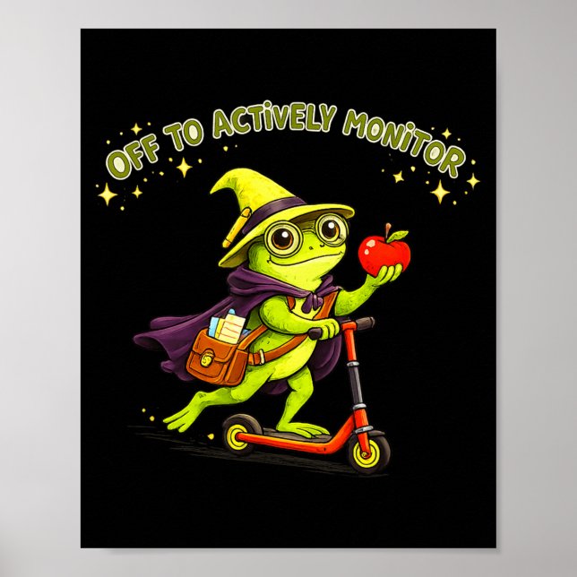 Poster Professor sapo engraçado monitora ativamente a sal (Frente)
