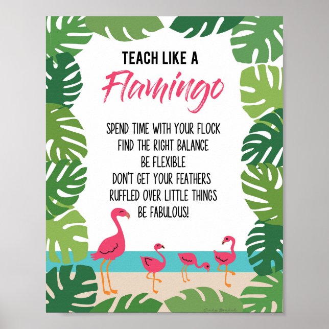 Poster Professor Tropical Classroom Teach A Flamingo (Frente)
