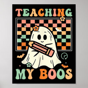 Poster Professora Cute Ghost Groovy Professora Halloween