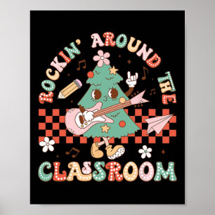 Poster Professora De Natal Rochando Ao Redor Do Clroom Xm