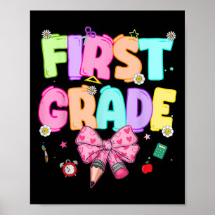 Poster Professora de Primeira Série Preppy de Volta às Au