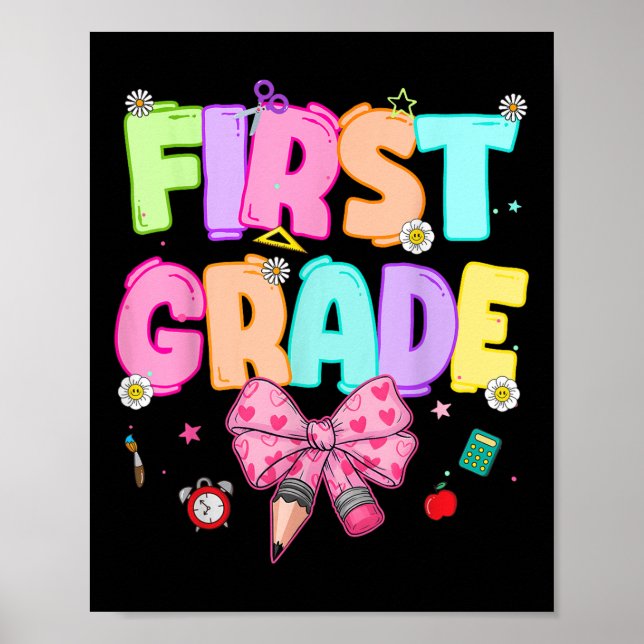 Poster Professora de Primeira Série Preppy de Volta às Au (Frente)