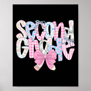 Poster Professora de Segundo Ano Preppy Azul Floral Coque