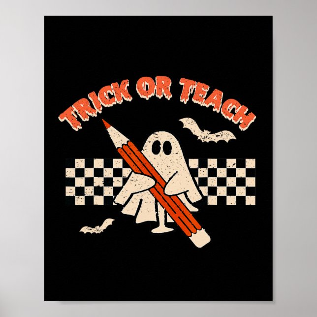 Poster Professora De Truque De Halloween Ou De Ensino (Frente)
