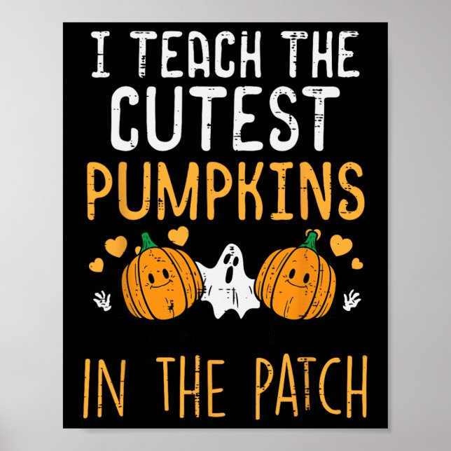Poster Professora do Halloween Ensina Pumpkins Fall Costu (Frente)