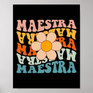 Poster Professora Groovy Maestra Espanhola De Volta à Esc