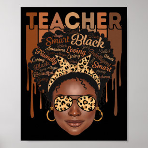 Poster Professora Negra Afro Inteligente Americana Negra