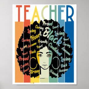 Poster Professora Negra Afro Retro Legal História Negra