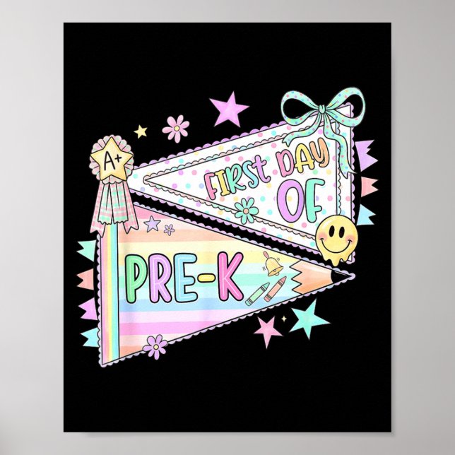 Poster professora pré-k bandeira de pennant de volta para (Frente)