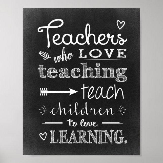 Poster Professores De Chalkboard Que Adoram Ensino (Frente)