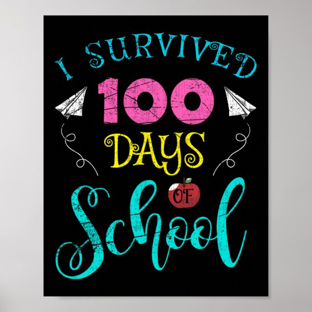 Poster Professores Divertidos Estudantes Eu Sobrevivi 100 (Frente)