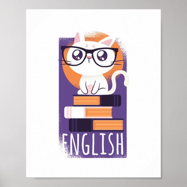 Poster PROFESSORES INGLESES Presente - Roxo Gato Kawaii C (Frente)