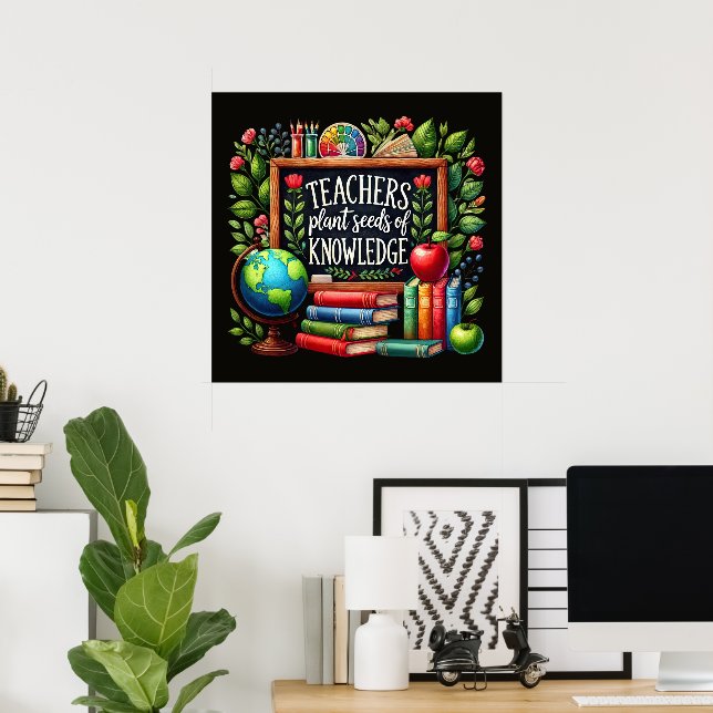 Poster Professores plantam sementes arte de palavras bond (Escritório em casa)