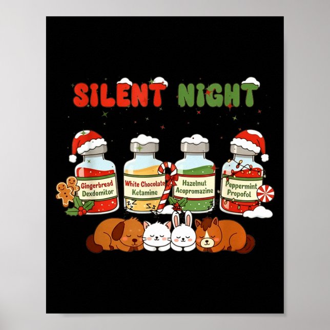Poster Profol Silent Night Funny Vet Tech Christmas  (Frente)