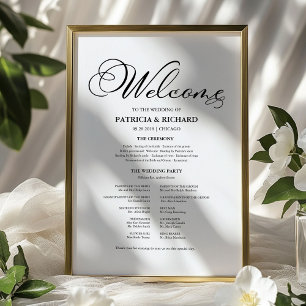 Poster Programa da Cerimônia de Casamento Caligrafia Eleg