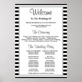 Poster Programa de Casamento com Moldes de Stripes Negra/