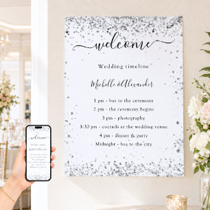 Poster Programa de casamento elegante de brilho branco pr