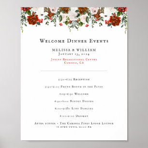 Poster Programa de Casamento Floral Rústico Botânico Bo