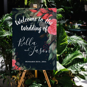 Poster Programa de Casamento Peach Orange Floral