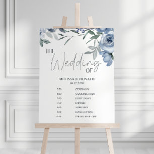 Poster Programa de Casamento Simples da Flor Azul Dusty